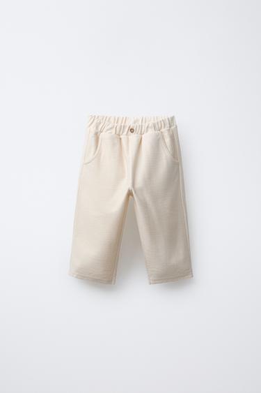 БРЮКИ ИЗ САРЖИ С ПУГОВИЦЕЙ — ЭКРЮ от Zara — изображение 0