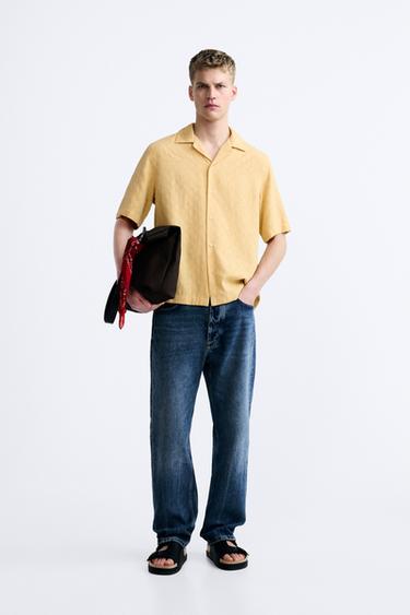 STRIPED TEXTURED SHIRT - Yellow by Zara - Image 0