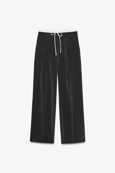 PANTALÓN ANCHO CINTURA DOBLE - Negro de Zara
