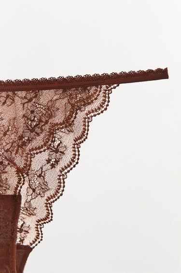 CULOTTE EN DENTELLE À FLEURS - Marron de Zara - Image 7