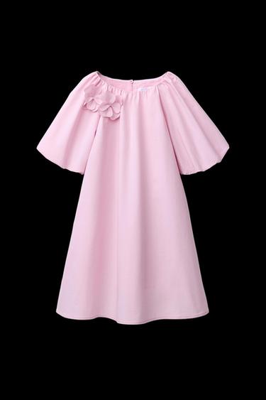 VESTIDO POPELÍN FLOR - Púrpura de Zara
