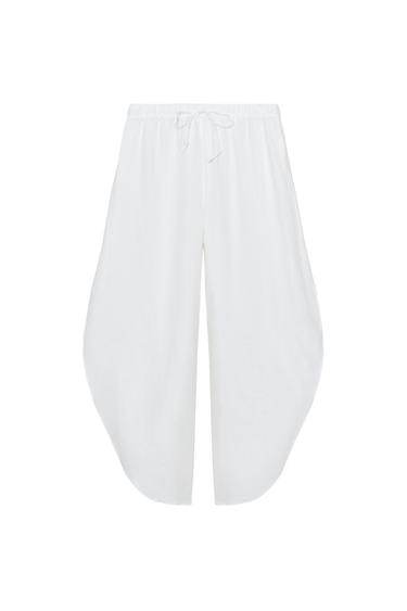 LINEN TROUSERS WITH VENTS ZW COLLECTION - White by Zara