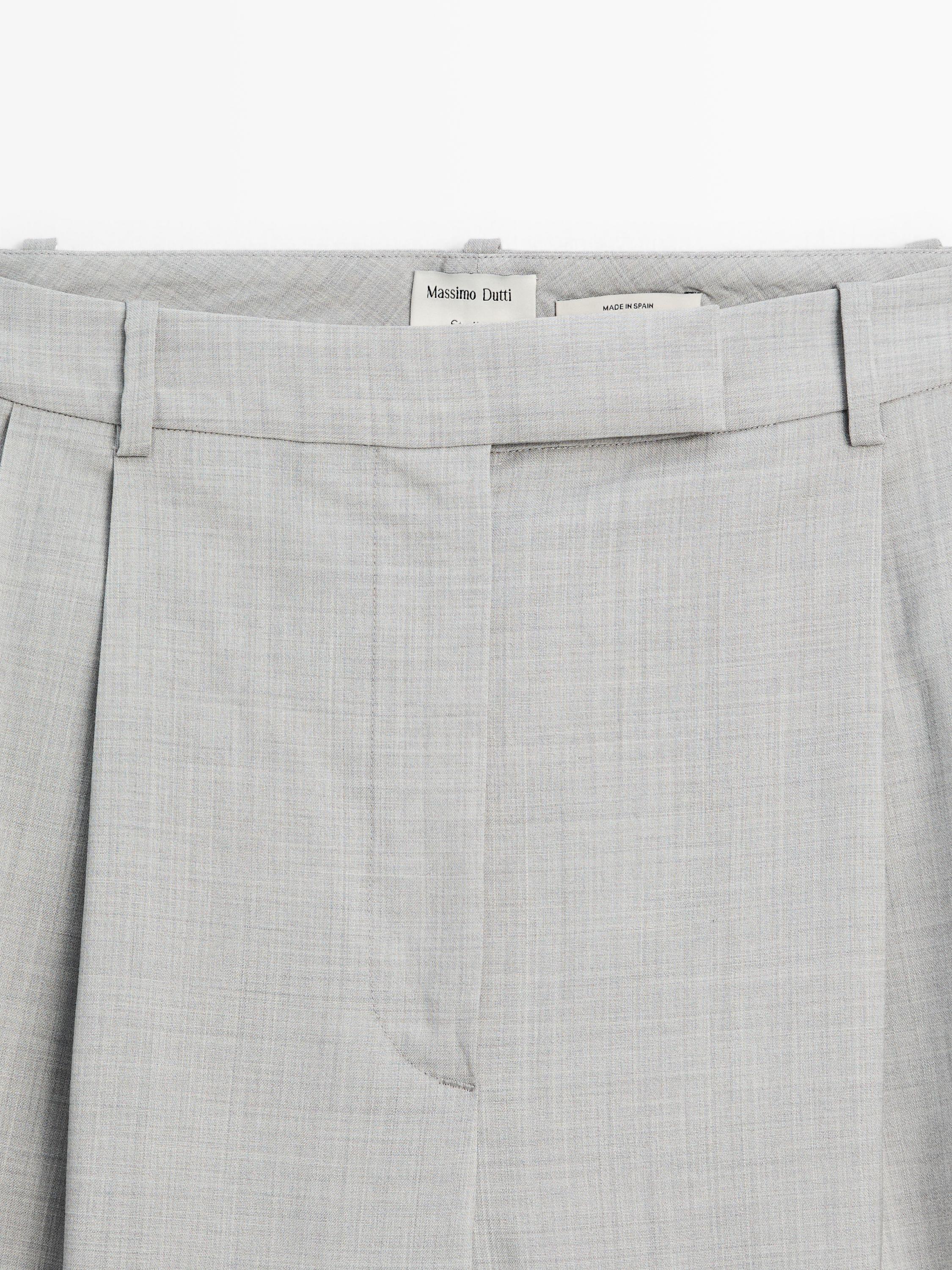 100% wool wide-leg trousers with darts - STUDIO