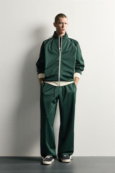 RETRO TRACK JACKET WITH CONTRAST BANDS - Green by Zara - Image 0