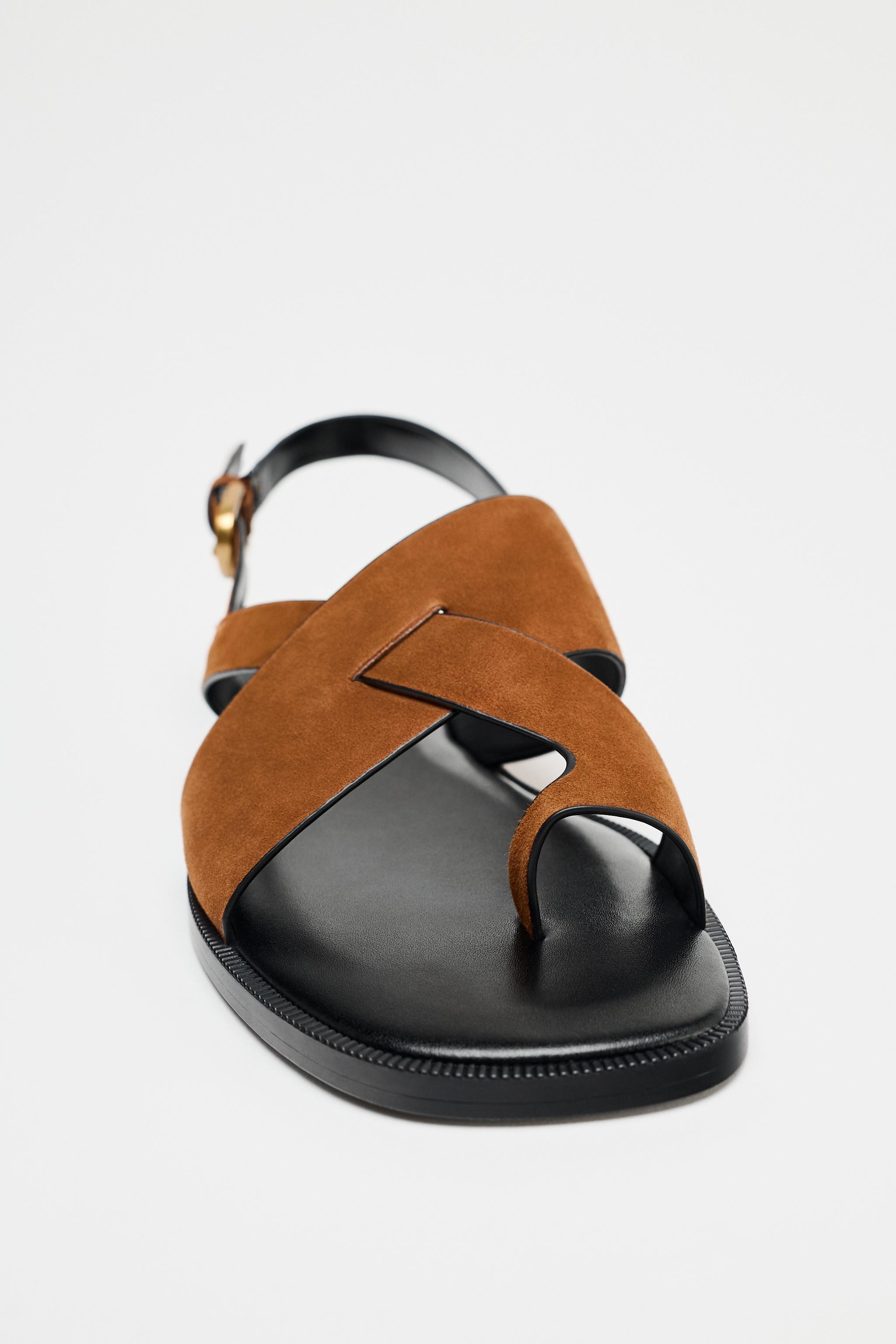 ZARA スエードフラットサンダル 1625/510 スエードフラットサンダル - ブラック | ZARA Japan / 日本