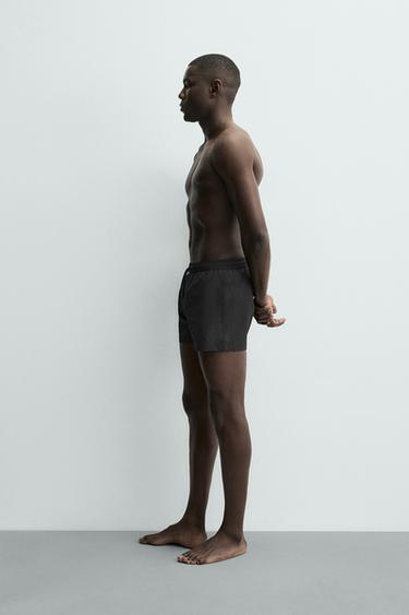 SHORT STRUCTURED SWIMMING TRUNKS - Black by Zara - Image 4