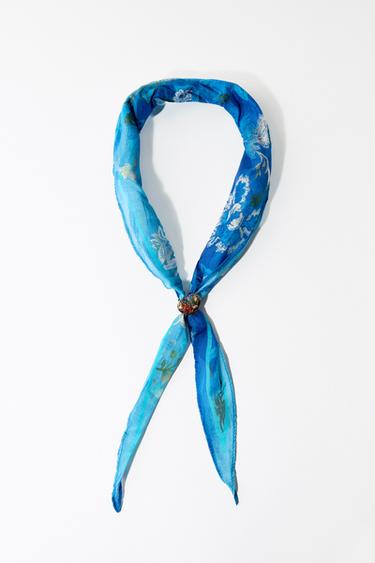 HEART DETAIL PRINTED BANDANA - Blue by Zara