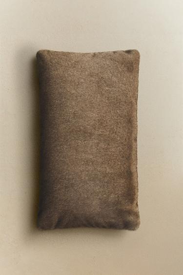 Zaras KUDDFODRAL I FUSKPÄLS - Brun med gråmelering