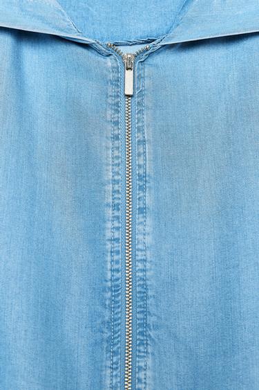 ADJUSTABLE HEM HOODED JACKET - Light indigo by Zara - Image 6