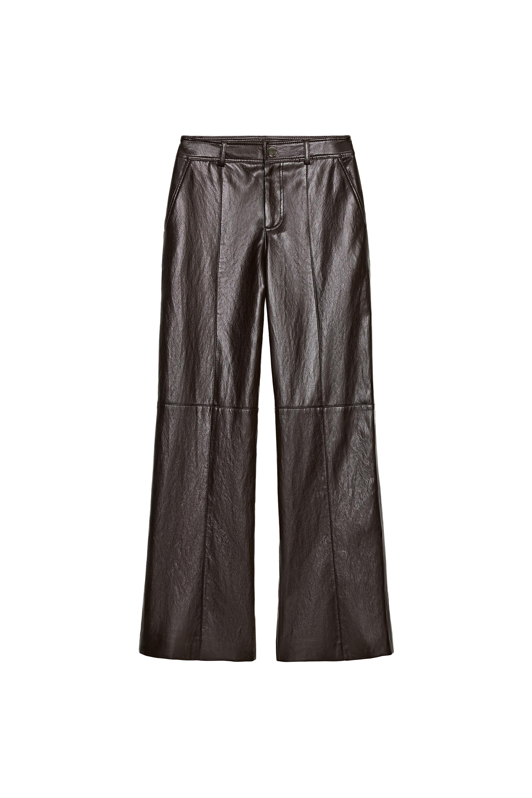 FAUX LEATHER STRAIGHT PANTS - Brown | ZARA United States