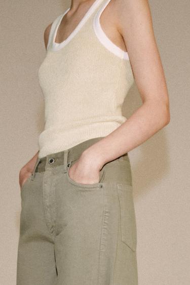 CONTRAST PIPING TOP - Beige by Zara