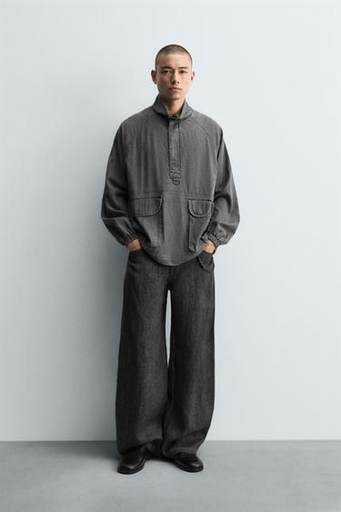 100% LINEN BAGGY FIT TROUSERS - Grey by Zara - Image 0