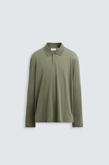 LIGHTWEIGHT COTTON POLO SHIRT - mid khaki by Zara