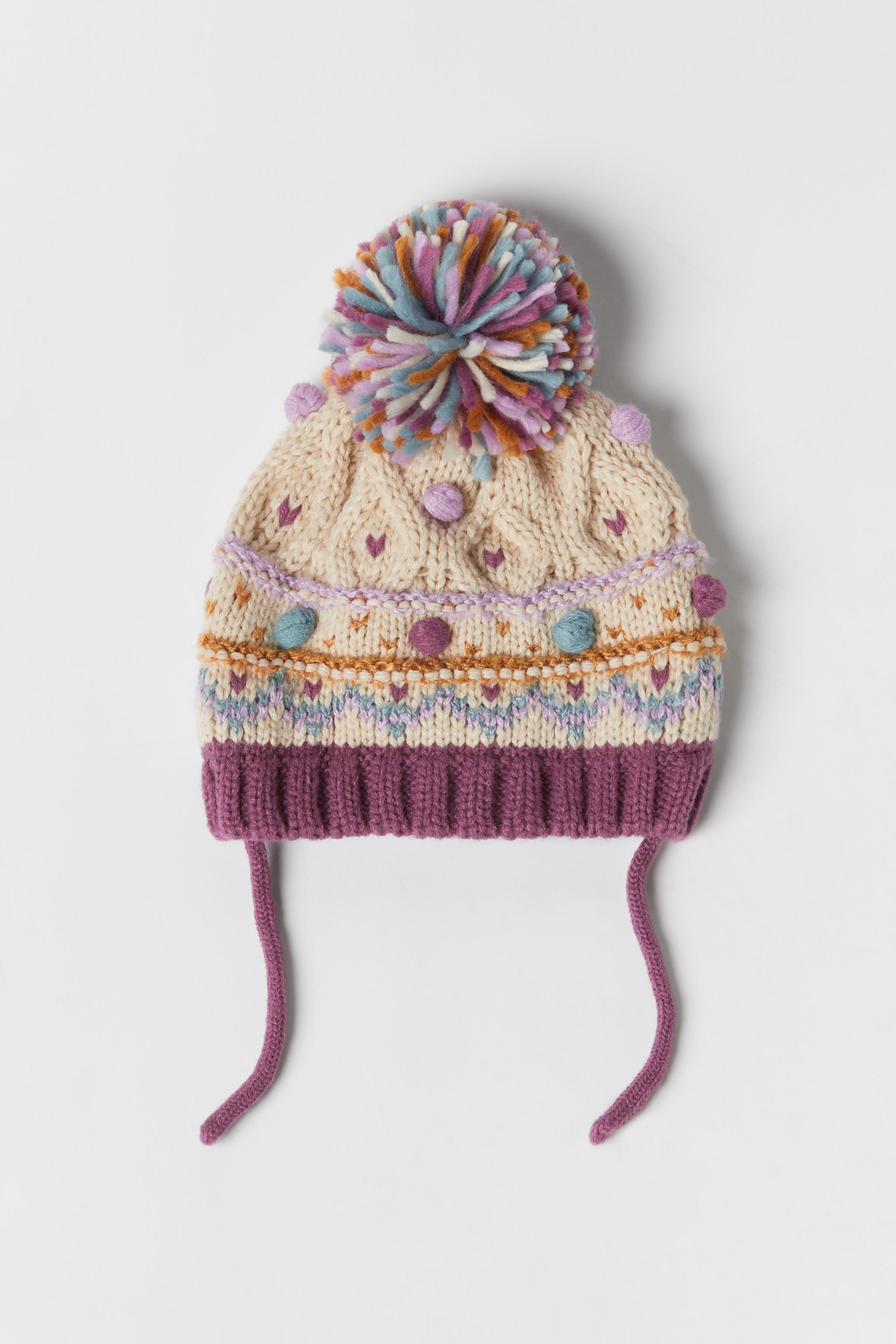 BABY/ INTARSIA KNIT HAT WITH BOBBLES - Stone | ZARA United BABY/ INTARSIA KNIT HAT WITH BOBBLES - Stone | ZARA United