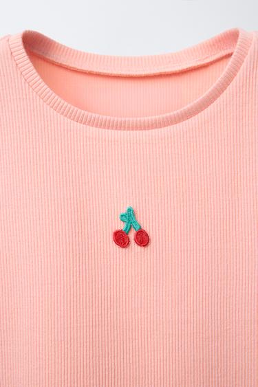 EMBROIDERED RIBBED TOP - Tangerine by Zara - Image 2