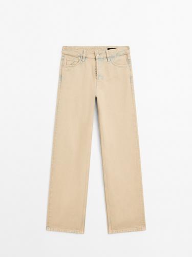 Jeans wide leg tiro medio algodón - tundra de Zara