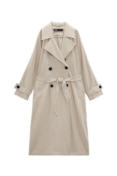 LINEN BLEND BELTED TRENCH