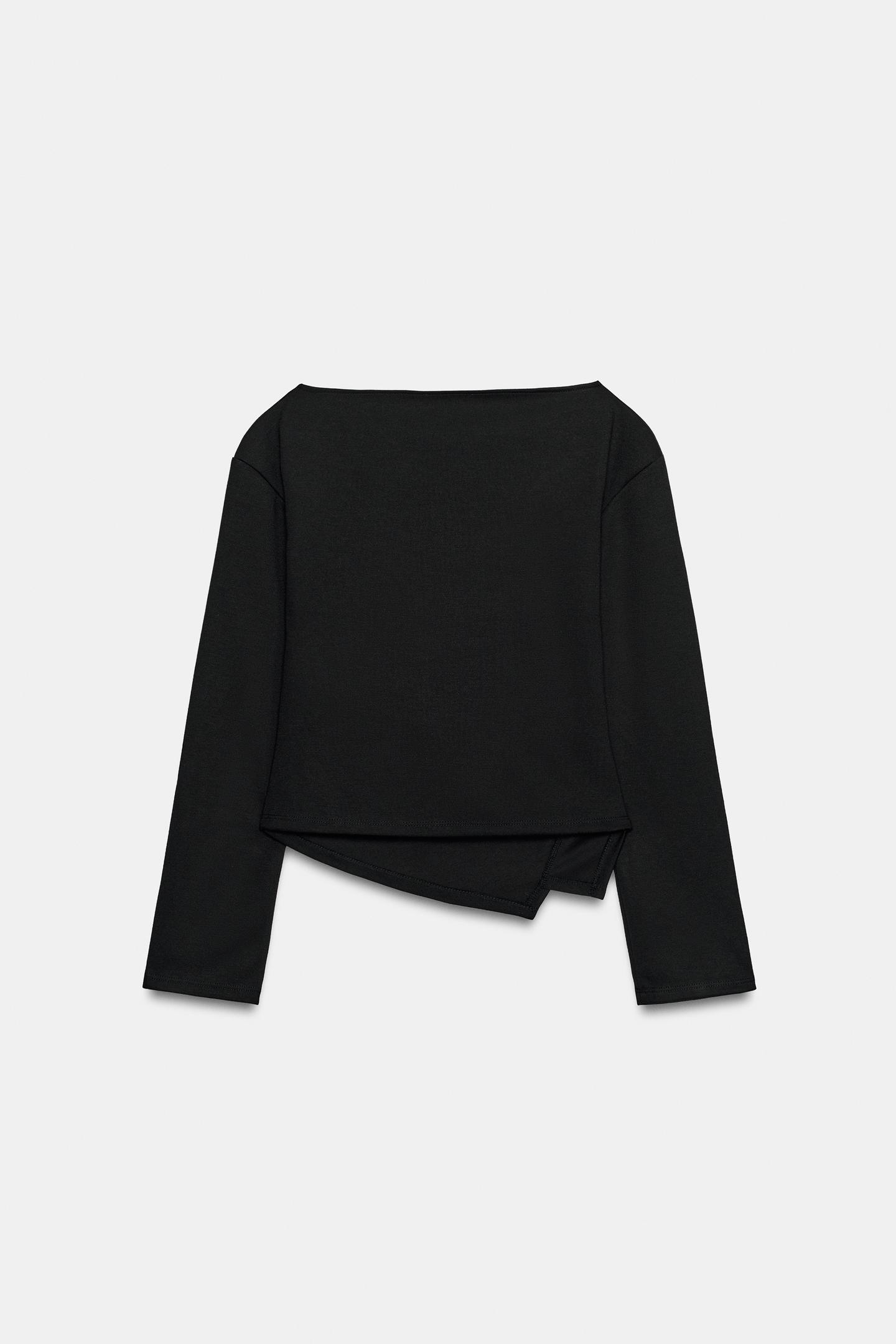 Женский топ Zara Soft Brooch Top, цвет: Чёрный — фото 8