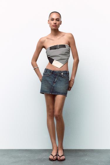 DENIM TRF MINI SKIRT - Navy blue by Zara - Image 0