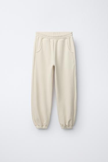 PANTALÓN JOGGER FELPA BÁSICO - Crudo de Zara