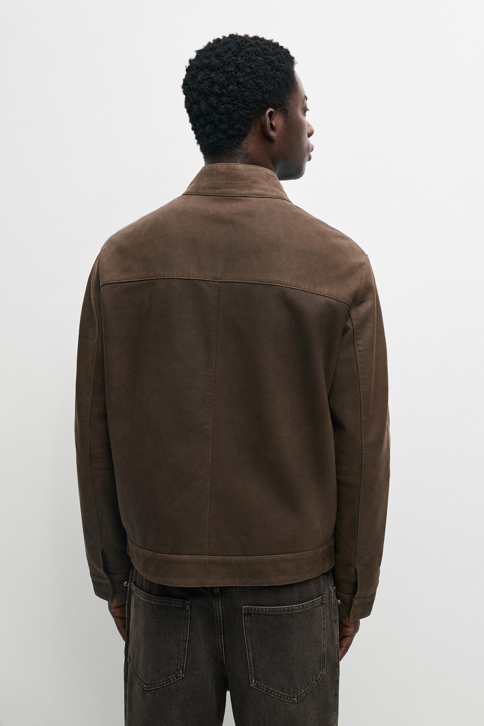 Nappa leather jacket with collar detail