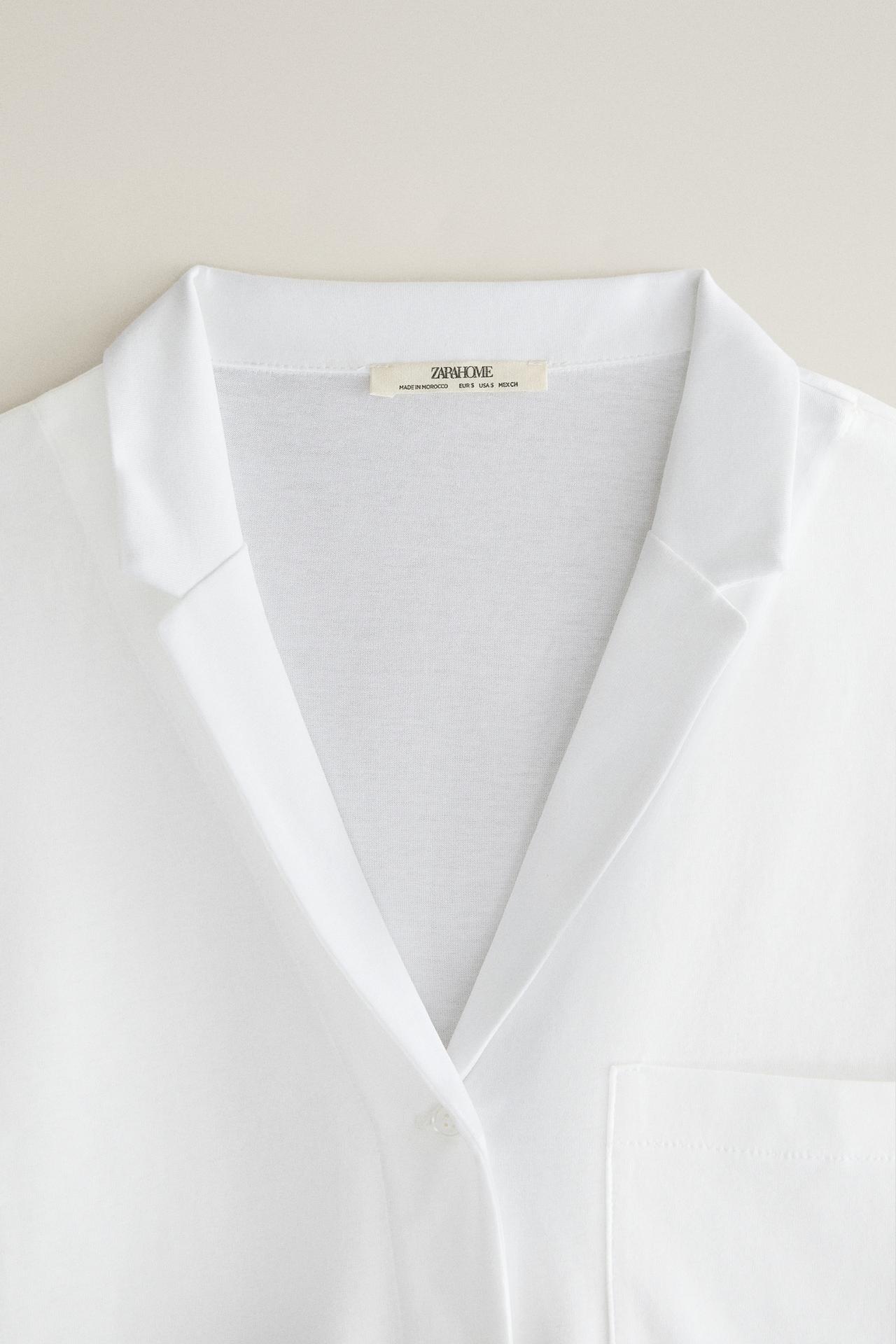 LONG SLEEVE SHIRT WITH LAPEL INFINITY SCARF — White