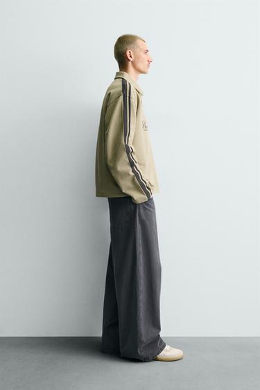 SWEAT COUPE BOXY BANDES BRODÉES - Marron clair de Zara - Image 3