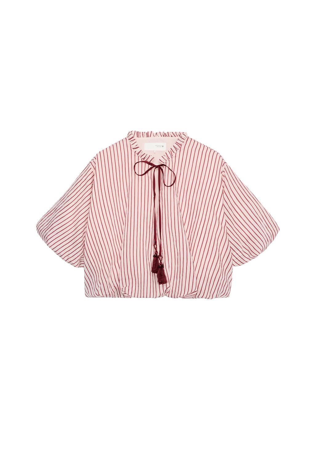 TIED STRIPED PUFF-SLEEVE TOP - image 3