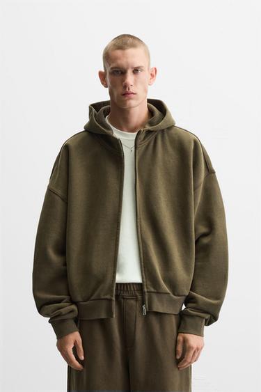 УКОРОЧЕННОЕ ХУДИ - LIMITED EDITION — ТЕМНЫЙ ХАКИ от Zara — изображение 0