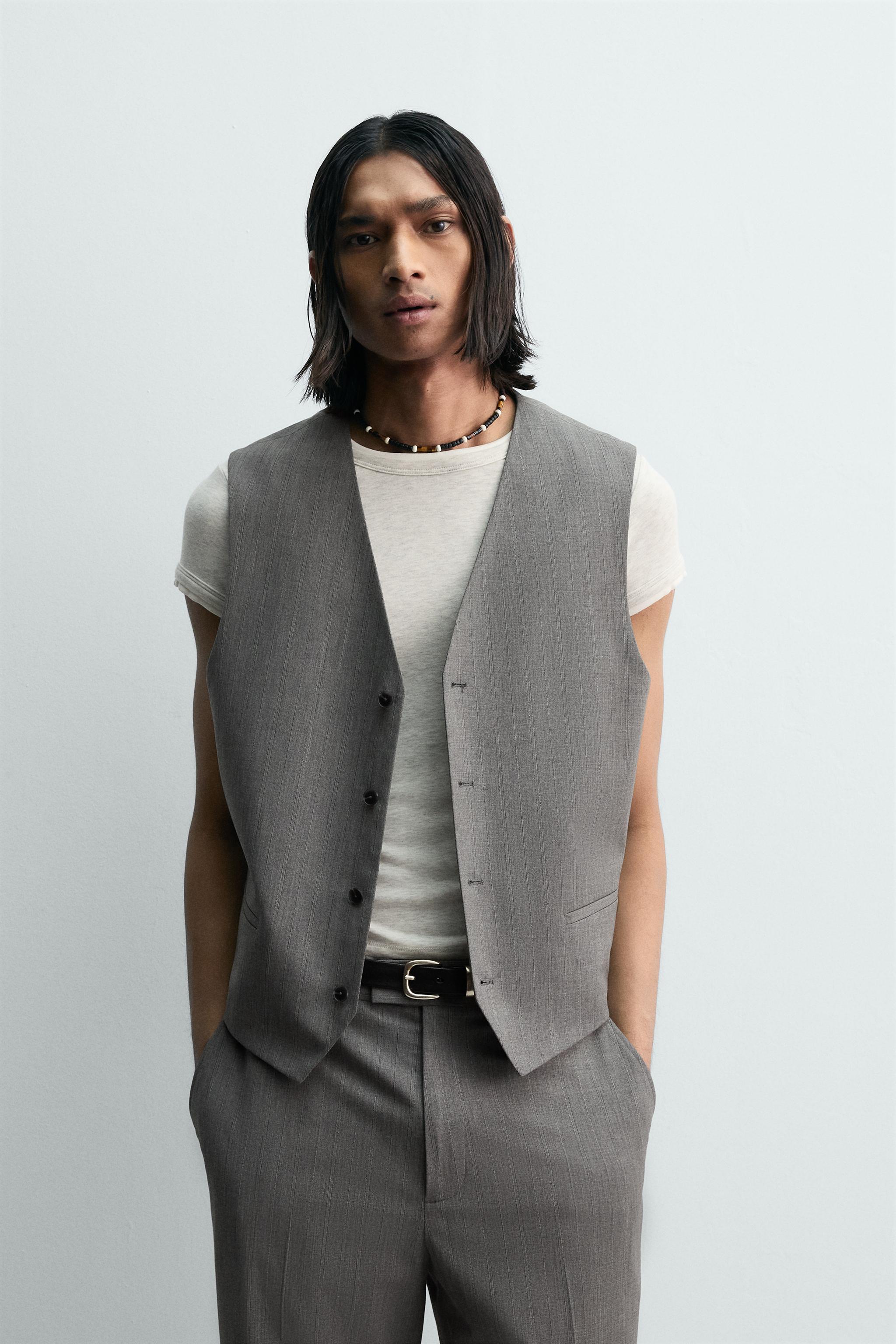 GILET DE COSTUME STRUCTURÉ À RAYURES
