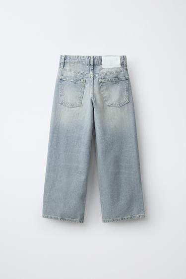 DISTRESSED WIDE LEG PANTS — Blue 2