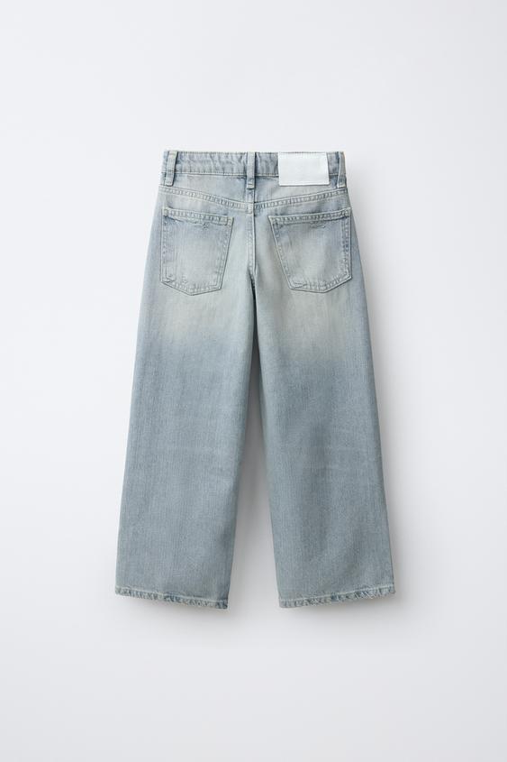 ダメージ加工 ワイドレッグパンツ - ブルー | ZARA Japan / 日本