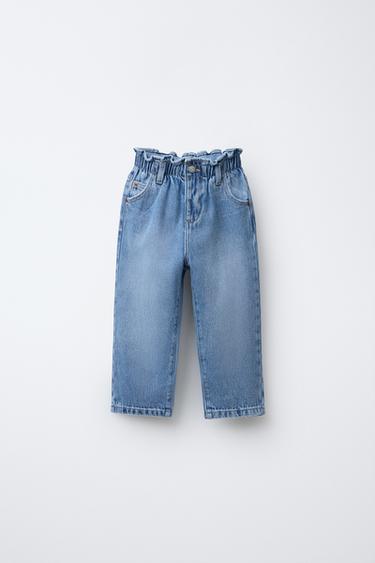 JEANS PAPERBAG بجيوب قلب - أزرق وسط الخاص بـ Zara