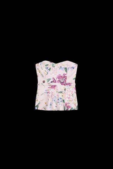TOP BUSTIER ESTAMPADO FLORAL CINTURÓN - Multicolor de Zara