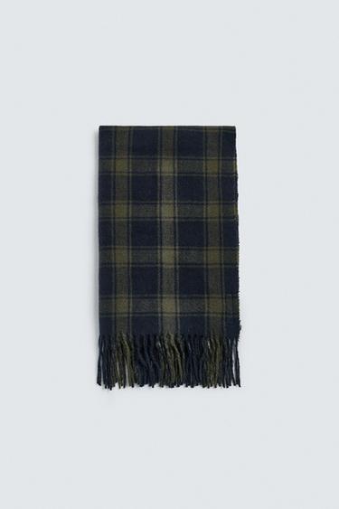 COMBINED CHECK SCARF - Navy blue by Zara