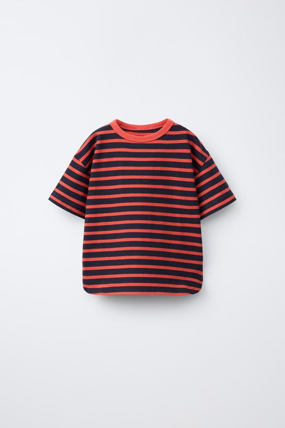 STRIPE PRINT T-SHIRT - Cherry red by Zara - Image 0