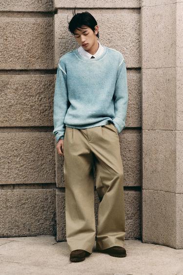 Zara 雙面休閒版針織衫 - 淡藍色