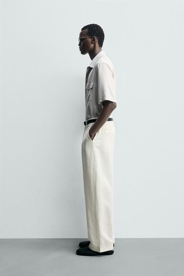 CHEMISE FLUIDE RELAXED FIT À POCHES - Gris perle de Zara - Image 3