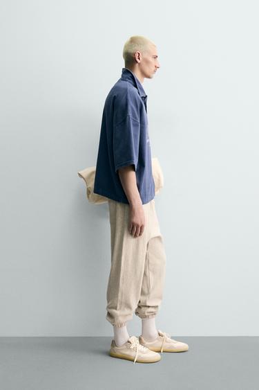 POLO COUPE BOXY TEXTE BRODÉ - Bleu / Gris de Zara - Image 3