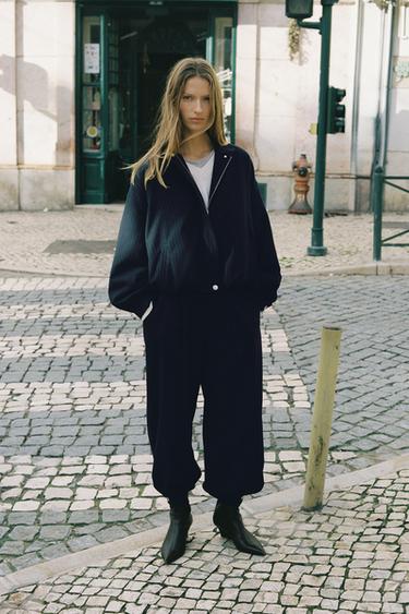 CAÇADORA BOMBER RATLLA DIPLOMÀTICA - Marí / Blanc de Zara