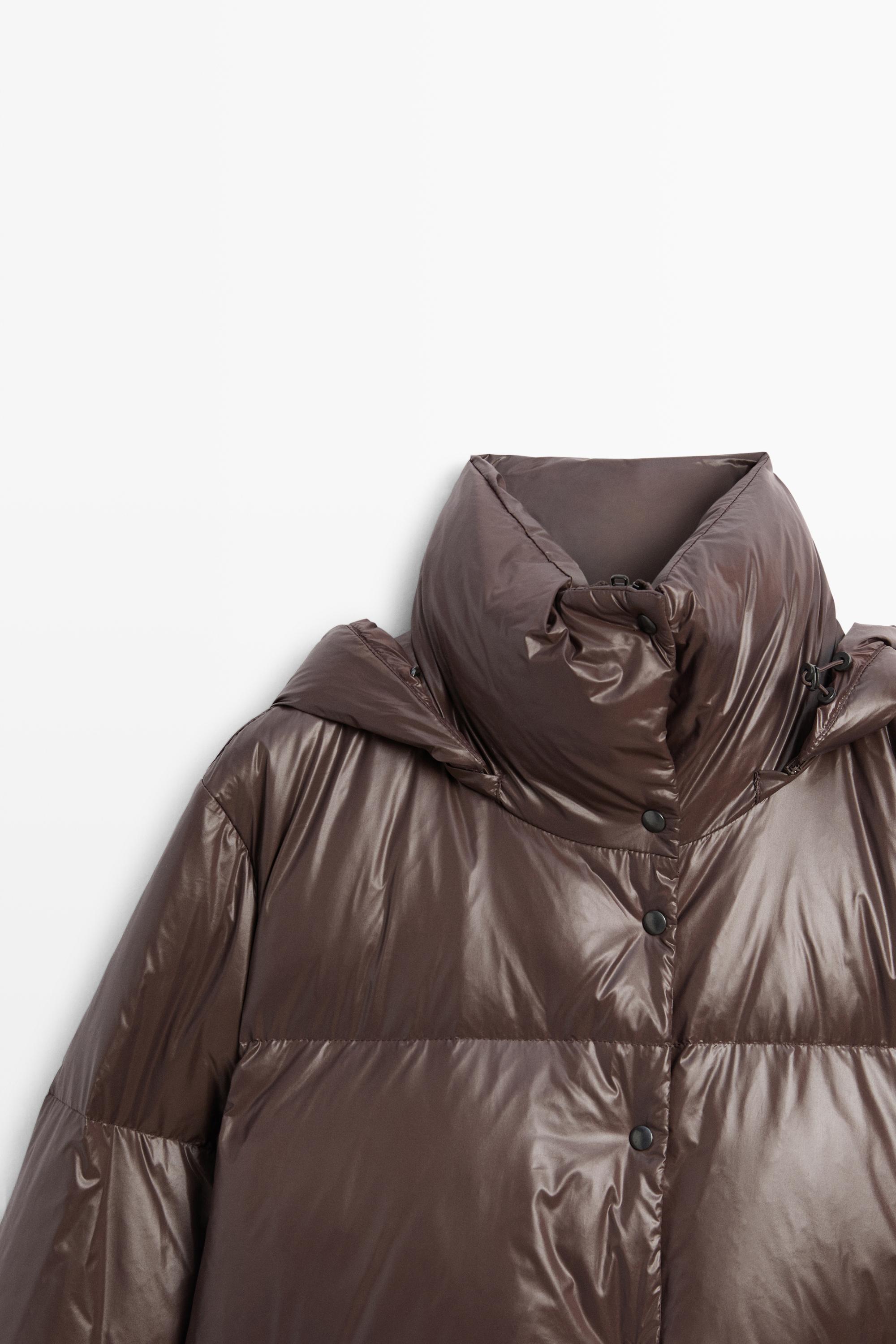 Stand-up collar down jacket — Brown
