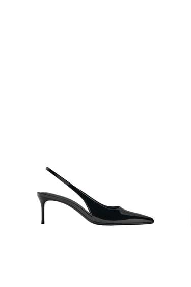 FAUX PATENT SLINGBACK HEELS