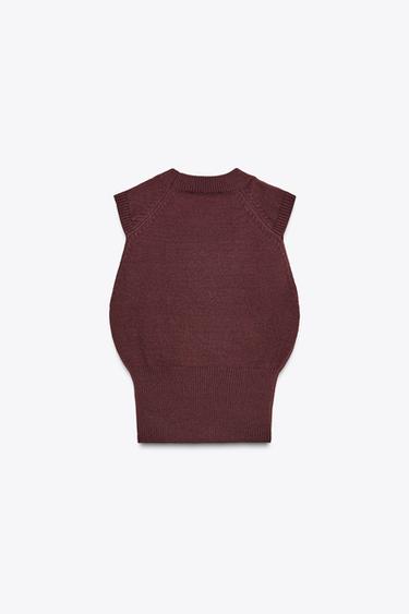 SLEEVELESS KNIT TOP - Aubergine by Zara - Image 5