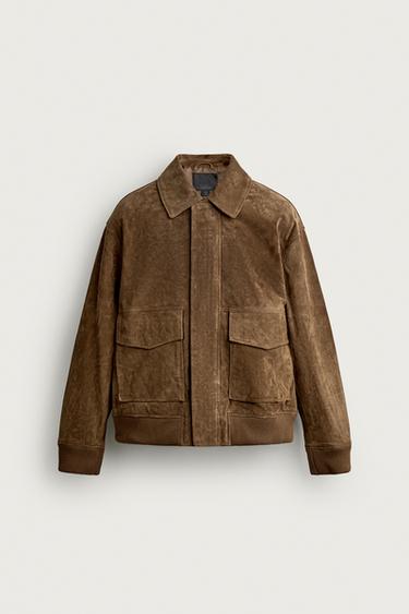 Zara SUEDE POCKET JACKET - taupe brown