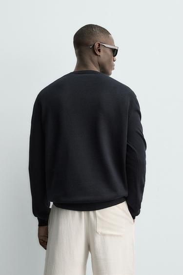 REGULAR FIT COTTON - LINEN JUMPER - Dark navy by Zara - Image 2