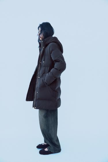 SEMI-LONG RUBBERISED WINDPROOF ANORAK - Brown by Zara