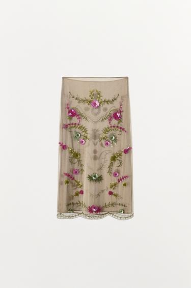 METALLIC THREAD BEAD SKIRT - Beige-pink by Zara - Image 5