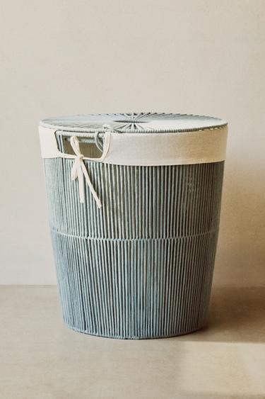 FABRIC-LINED LAUNDRY BASKET - Blue / Green by Zara