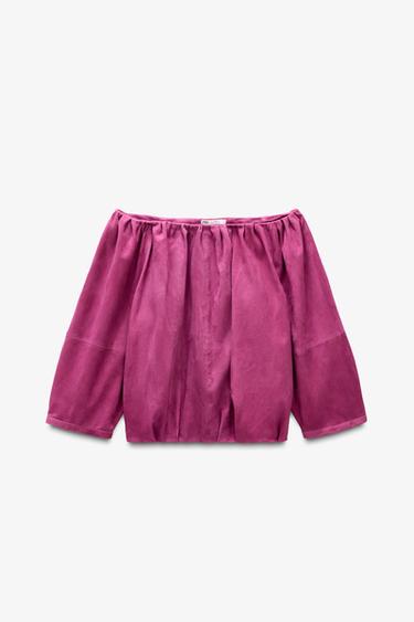 LIMITED EDITION SUEDE LEATHER TOP - Fuchsia by Zara