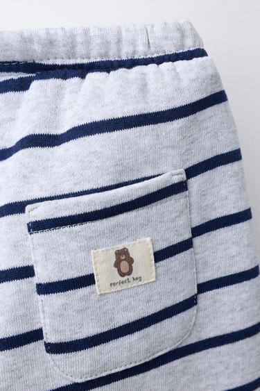 STRIPED PLUSH JOGGING TROUSERS - Grey / Blue by Zara - Image 3